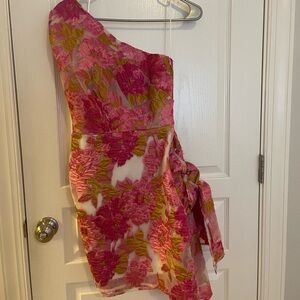 One Shoulder Floral Dress